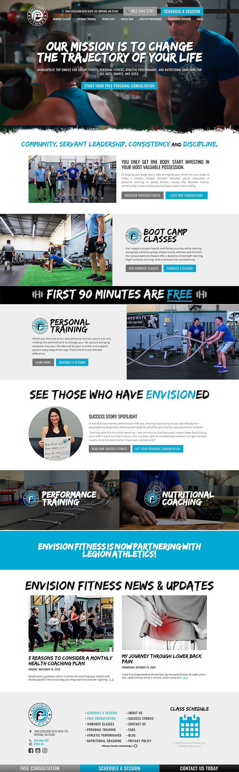 Envision Fitness website redesign