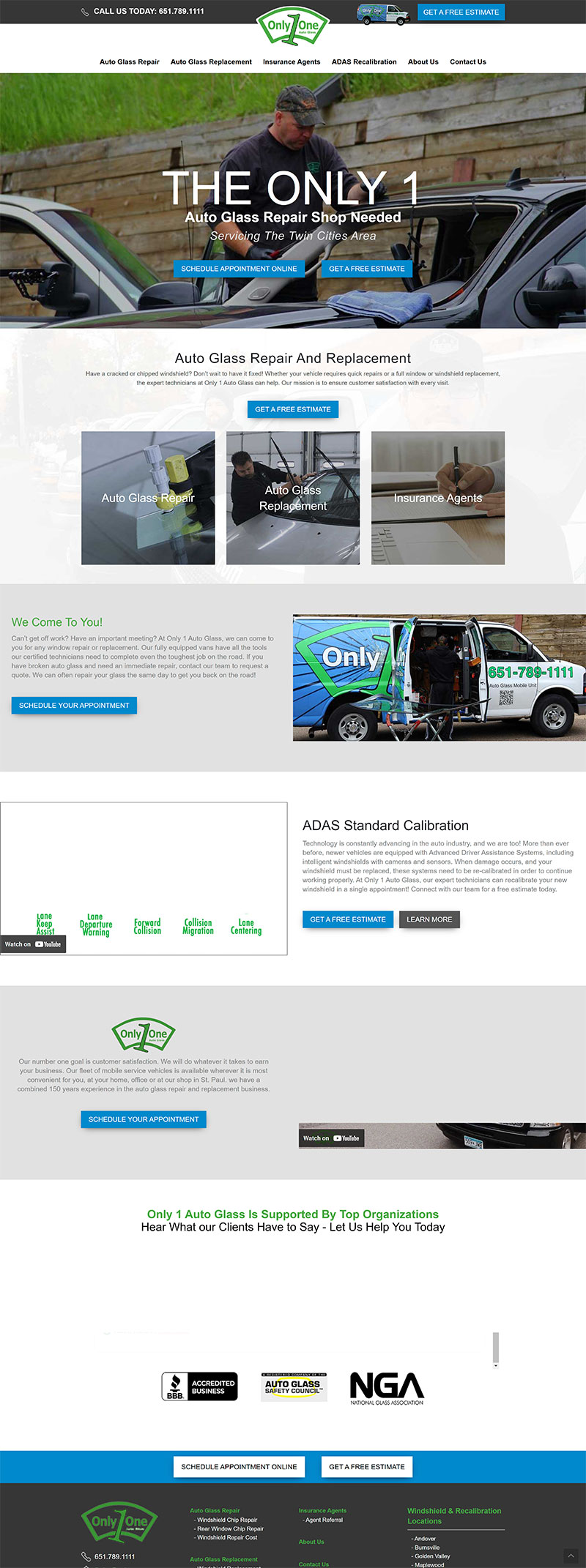 Only 1 Auto Glass website redesign