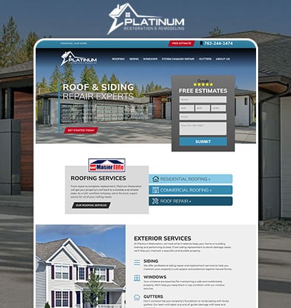 Platinum Restoration Web Design MN