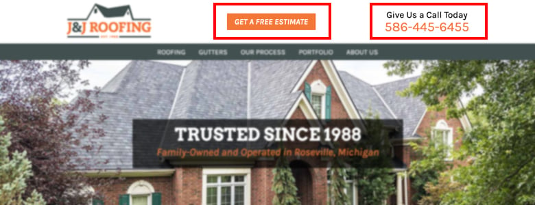 Roofer Landing Page and CTAs