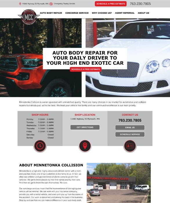 Minnetonka Collision Website